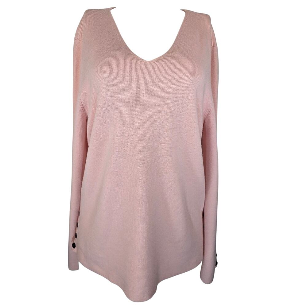 Dana Buchman Pink 100% Merino Wool Closet Staple Casual Work Wear Sweater XL NWT